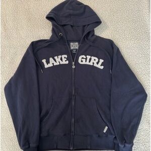 Lake Girl Navy Zip-Up Hoodie Jacket Women’s Size XL